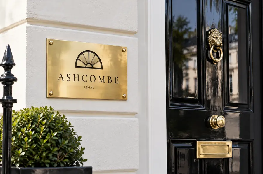 Ashcombe Legal brand identity: door plaque