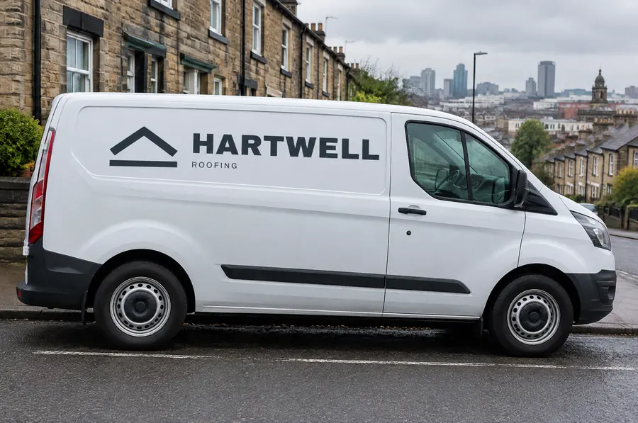 Hartwell Roofing brand identity: van livery