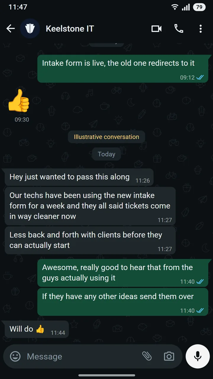 WhatsApp conversation between Kevin Tran of Keelstone IT and Sultan at Asteroid