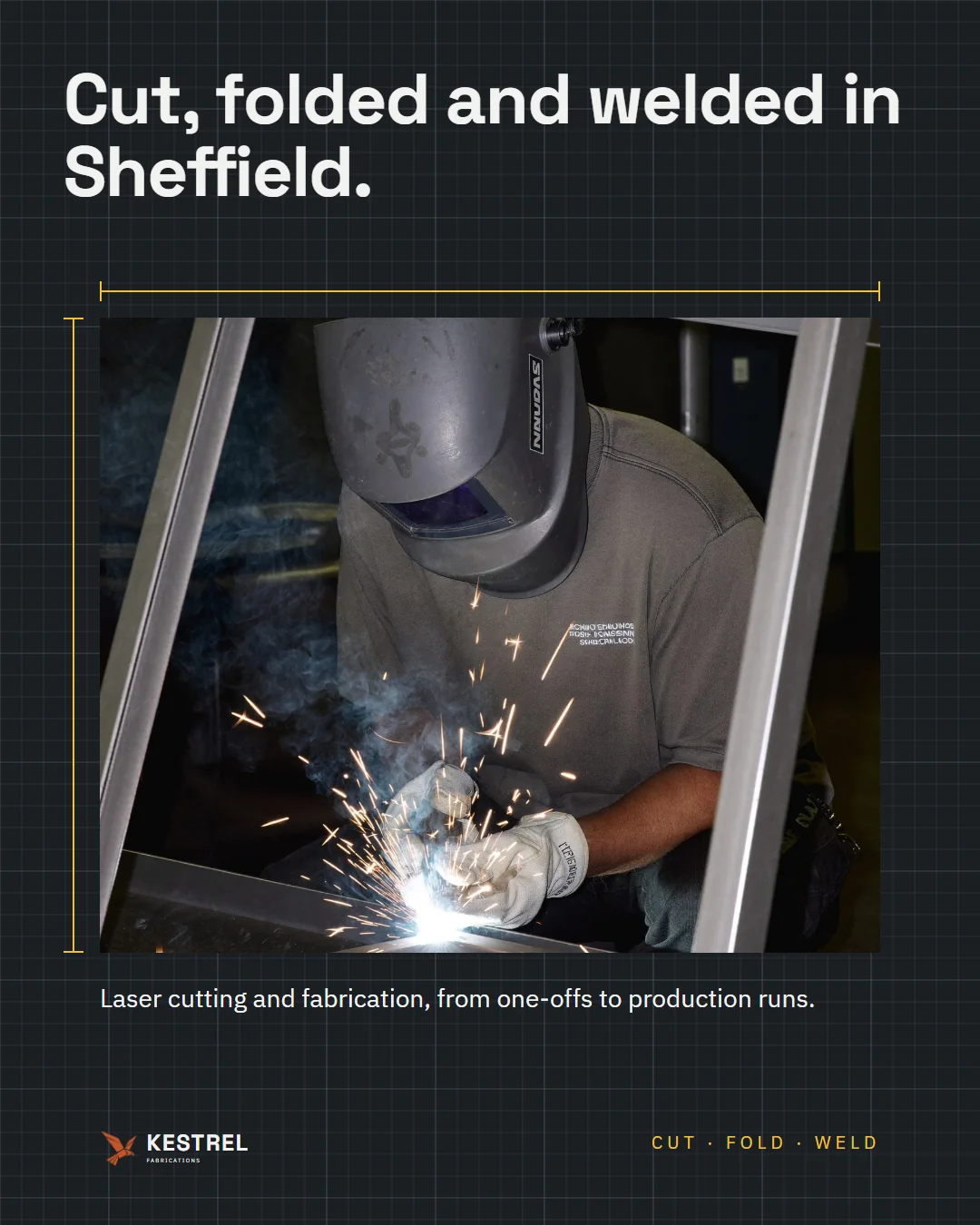 Kestrel Fabrications Instagram post: Cut, folded and welded in Sheffield.