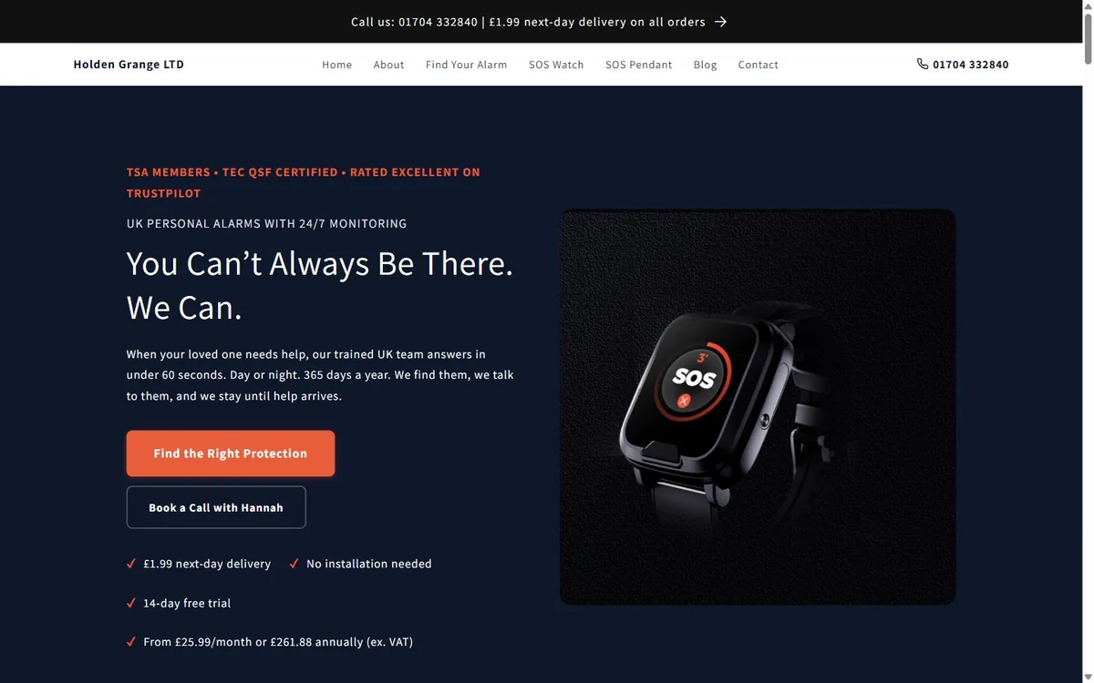 The Holden Grange website homepage