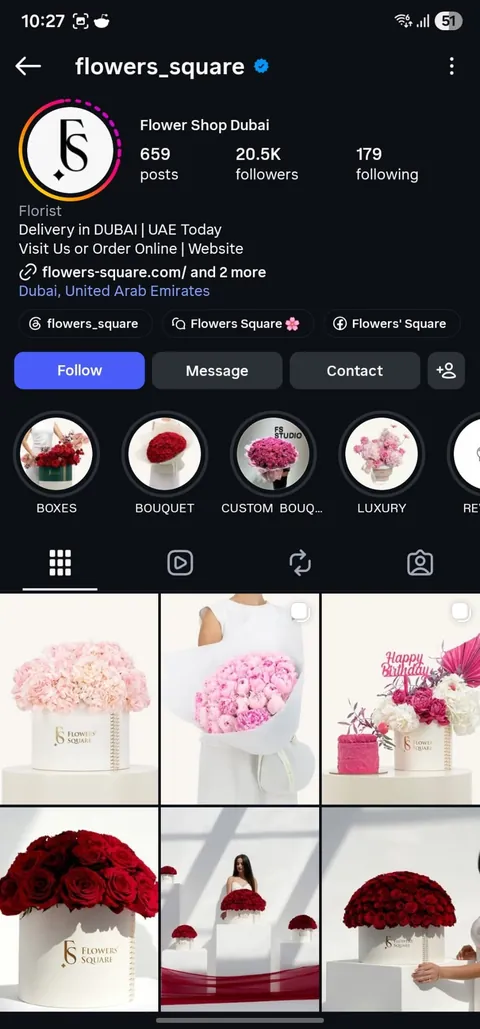 Instagram profile @flowers_square