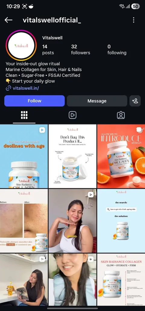 Instagram profile @vitalswellofficial_